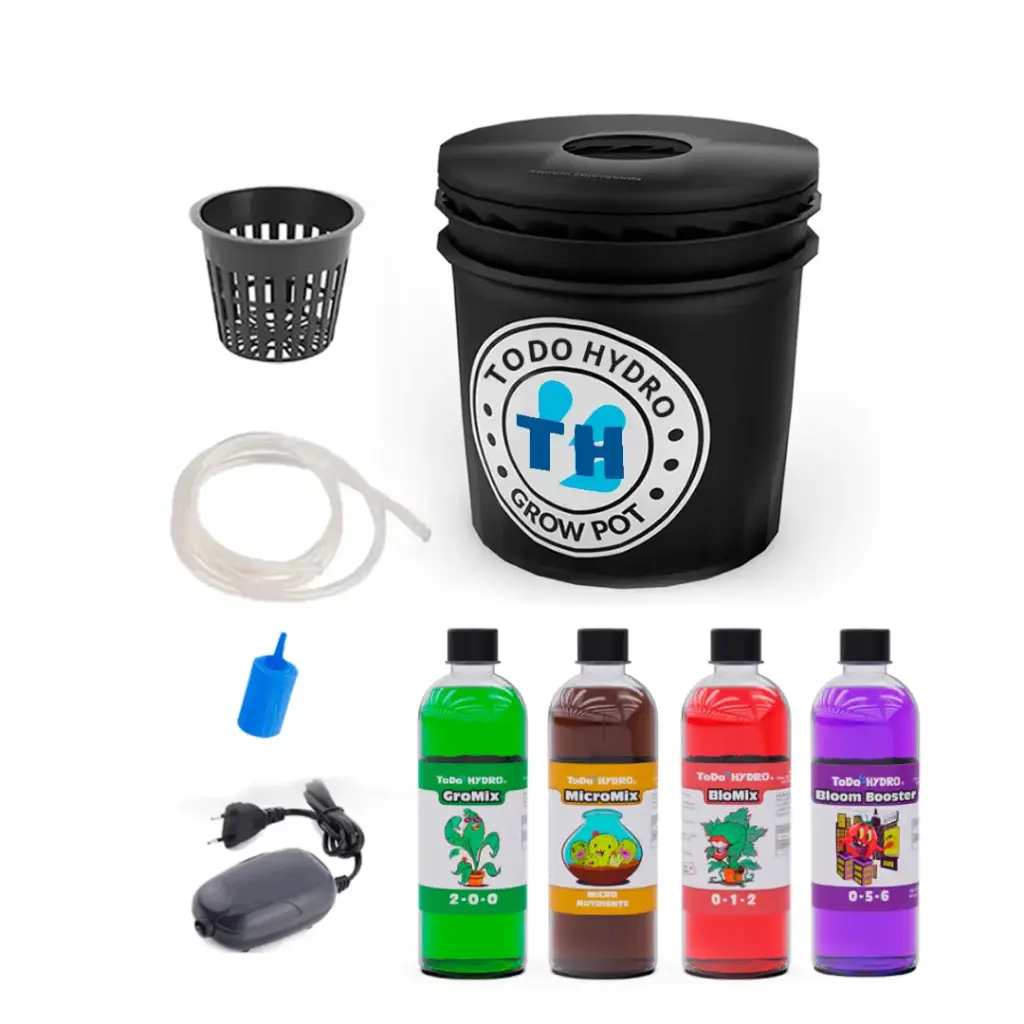 Grow Pot Economic DWC Hydro Bucket Kit with Air Pump, Nutrients & More (2gal)