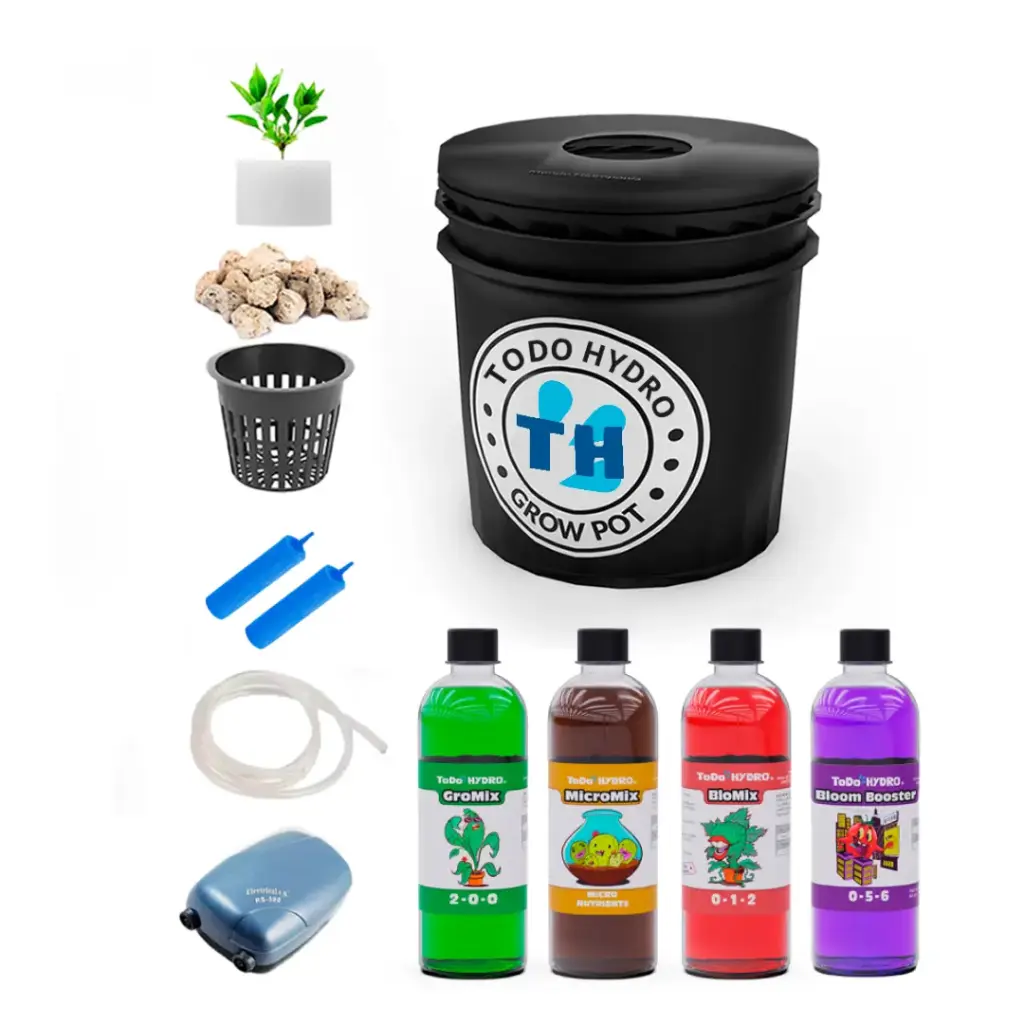 Grow Pot Professional DWC Hydro Bucket Kit with Air Pump, Nutrients & More (2gal)